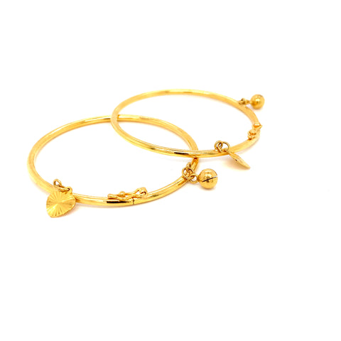 22K YG Baby/Toddler Charm Bangle-1pc