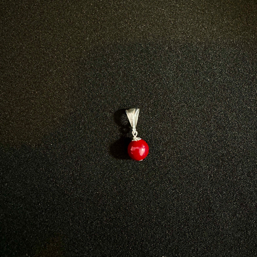Sterling Silver Synthetic 8mm Coral Pendant-1pc