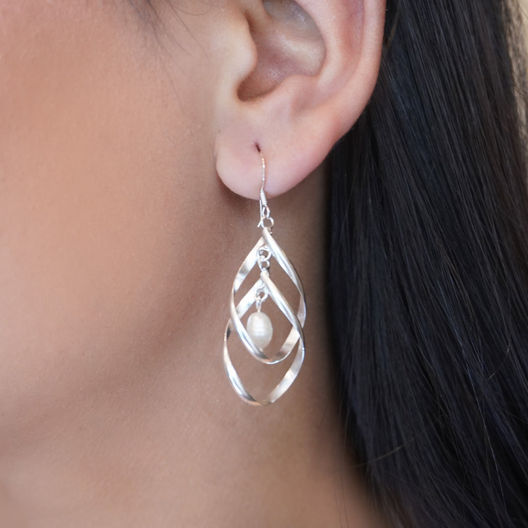 Sterling Silver with FWP Earring-1pair