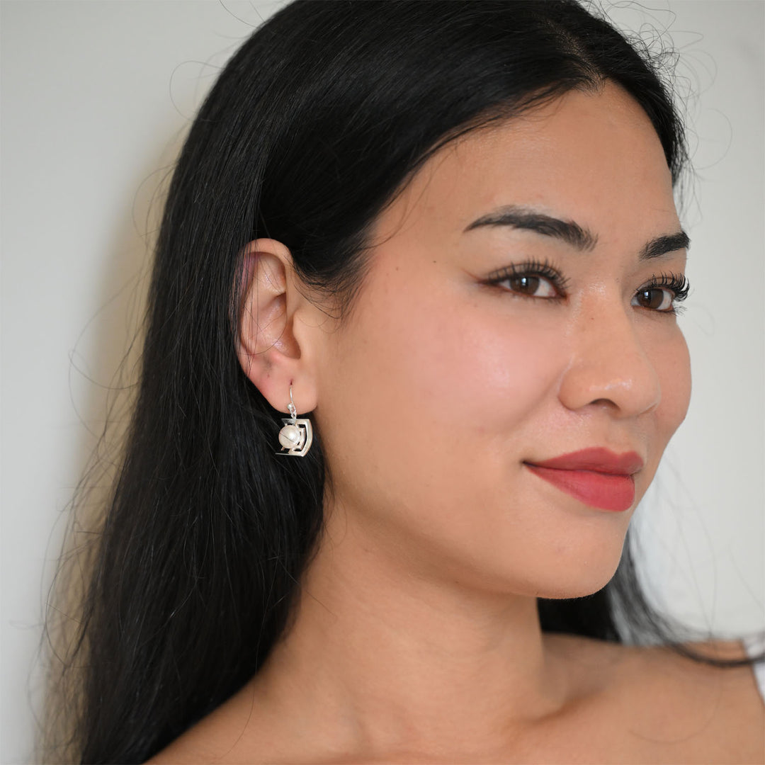 Sterling Silver with FWP Earring-1pair