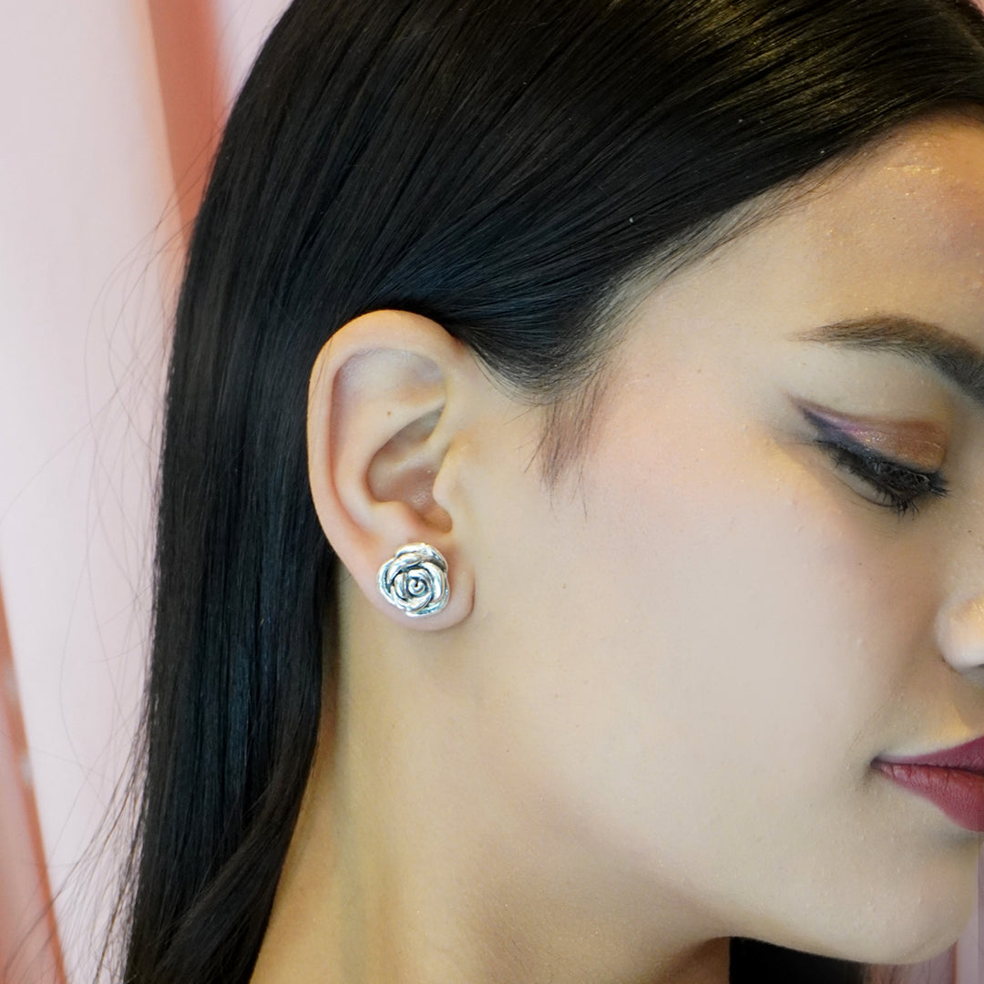 Sterling Silver Rose Earring-1pair