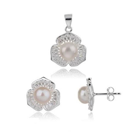 Sterling Silver FWP Earring and Pendant Set-1pc