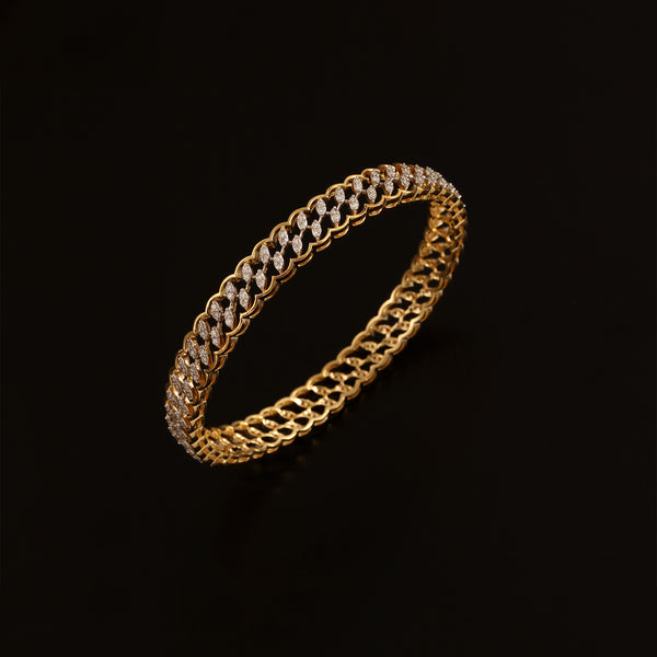9K YG Fancy Diamond Bangle-1pc