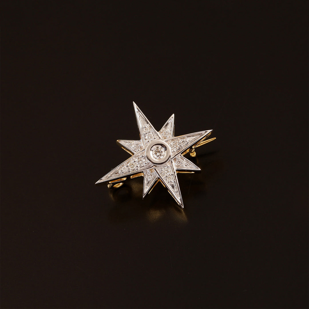 9K YG Fancy Diamond Brooch-1pc