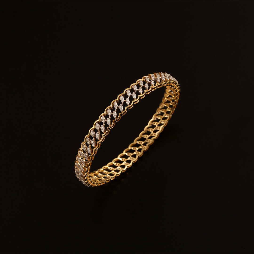 9K YG Fancy Diamond Bangle-1pc