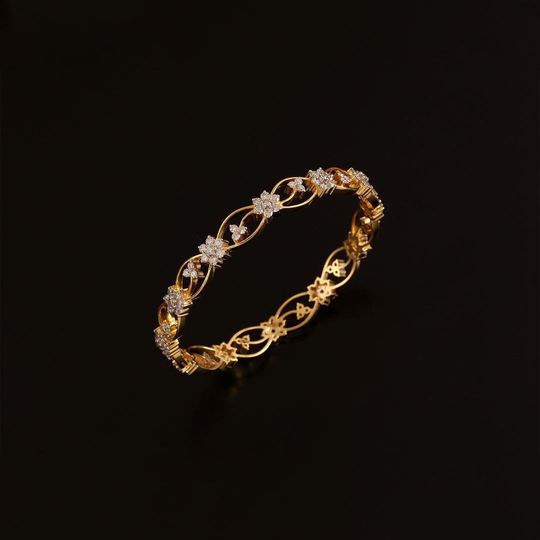 9K YG Fancy Diamond Bangle-1pc