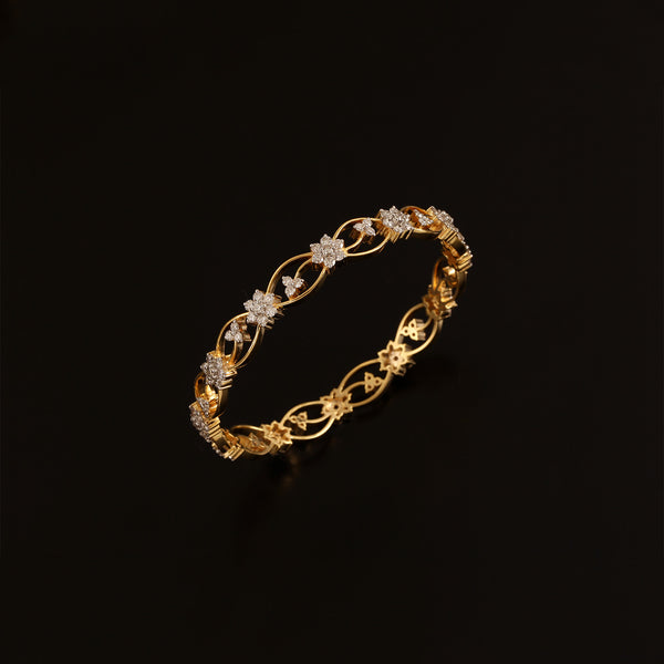 9K YG Fancy Diamond Bangle-1pc