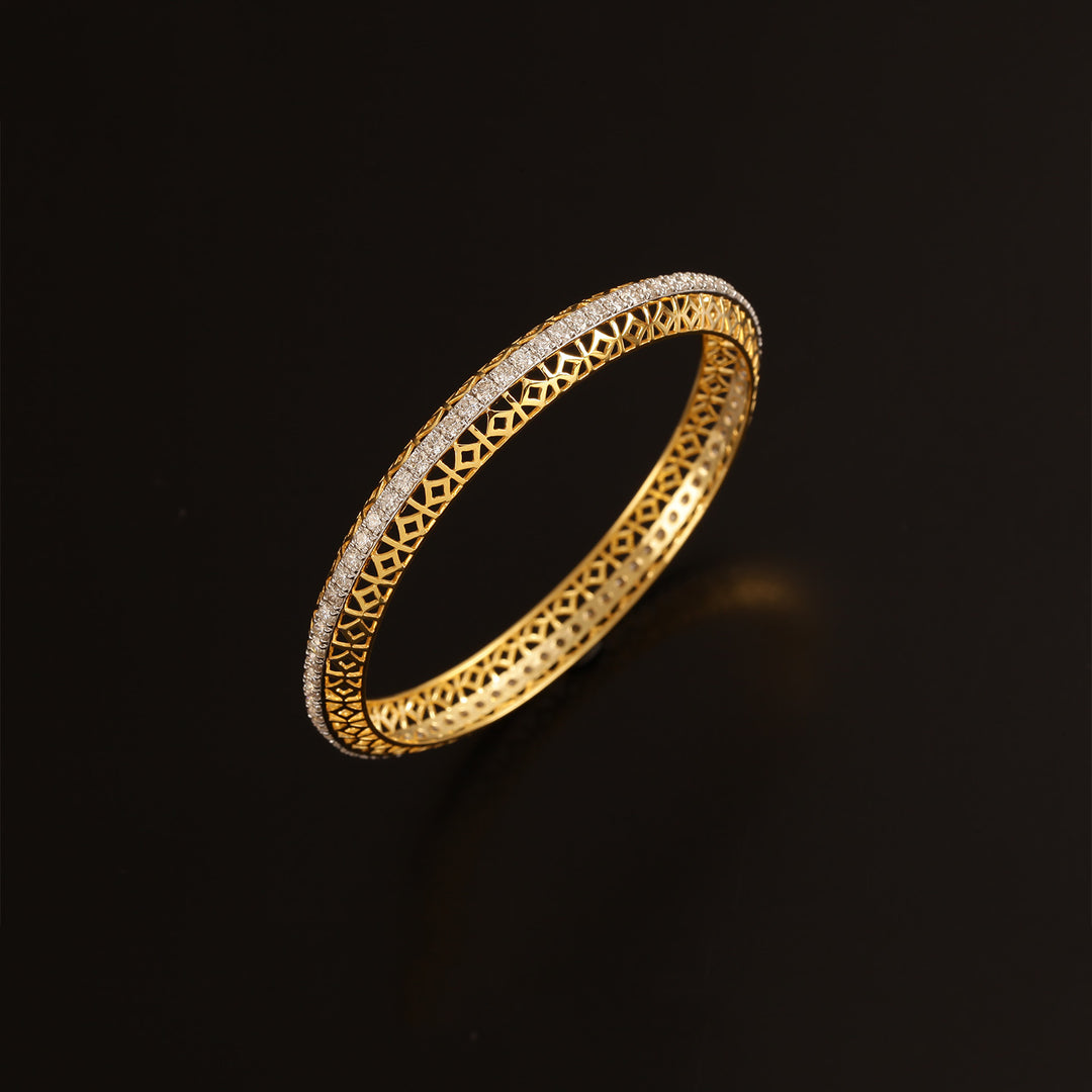 9K YG Fancy Diamond Bangle-1pc