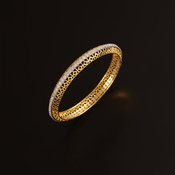 9K YG Fancy Diamond Bangle-1pc