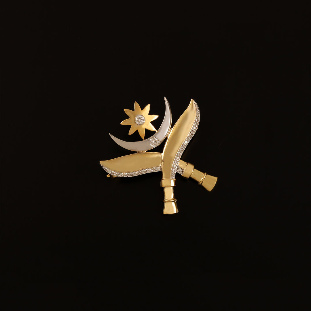 9K YG Fancy Diamond Brooch-1pc