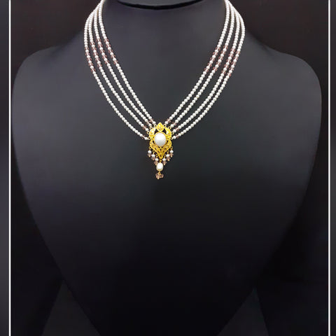 22K YG Semi Stone with Pearl Pendant-1pc