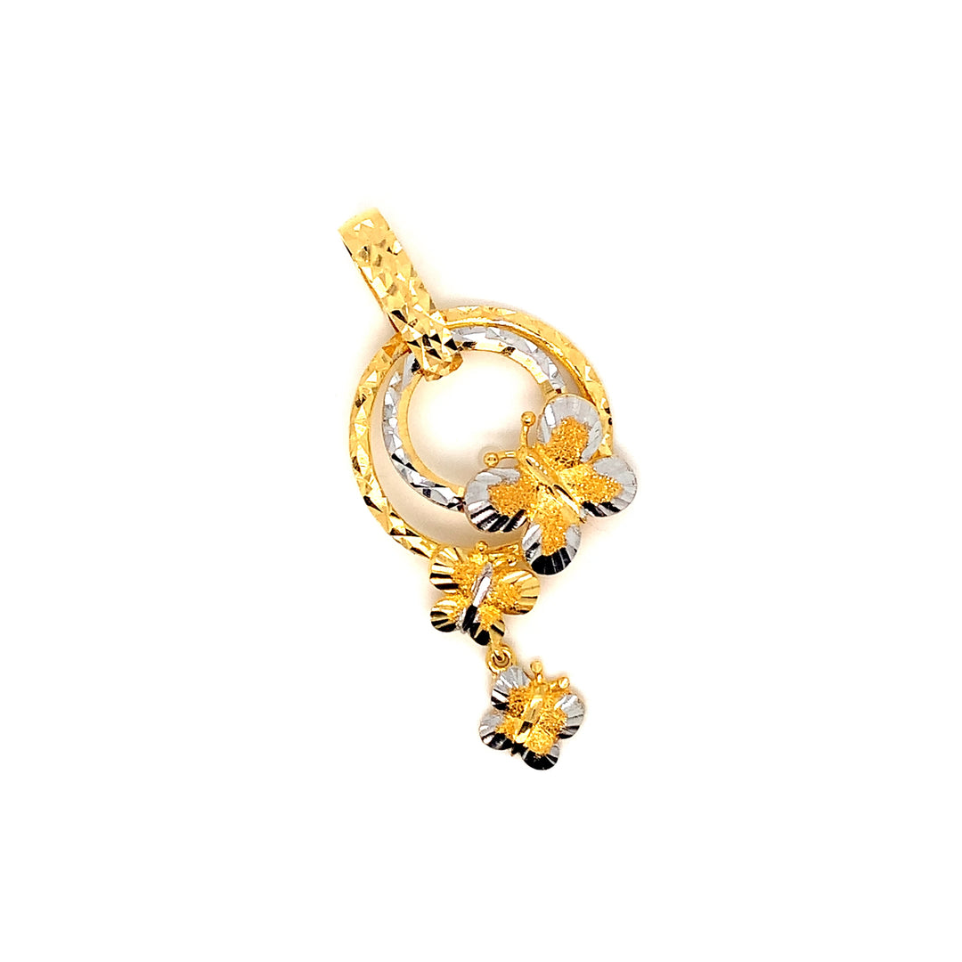 22K YG Flower 2 Tone Pendant-1pc