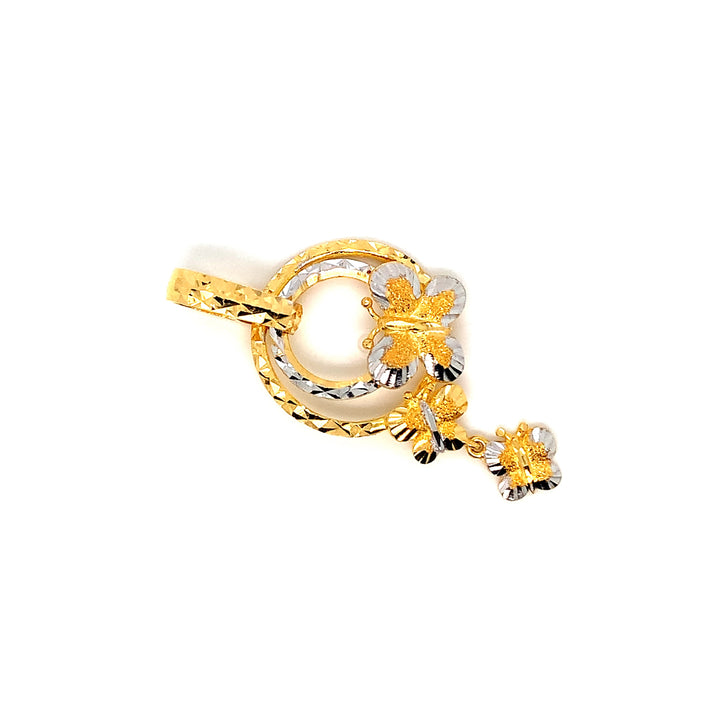 22K YG Flower 2 Tone Pendant-1pc