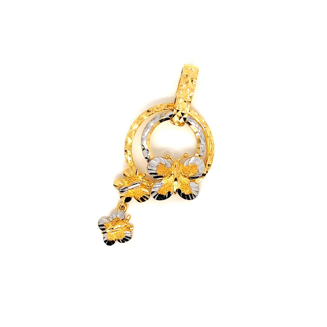 22K YG Flower 2 Tone Pendant-1pc