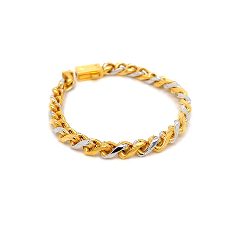 22K YG Fancy 2 tone Kids Bracelet-1pc