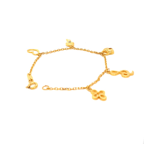 22K YG Fancy Kids Bracelet-1pc