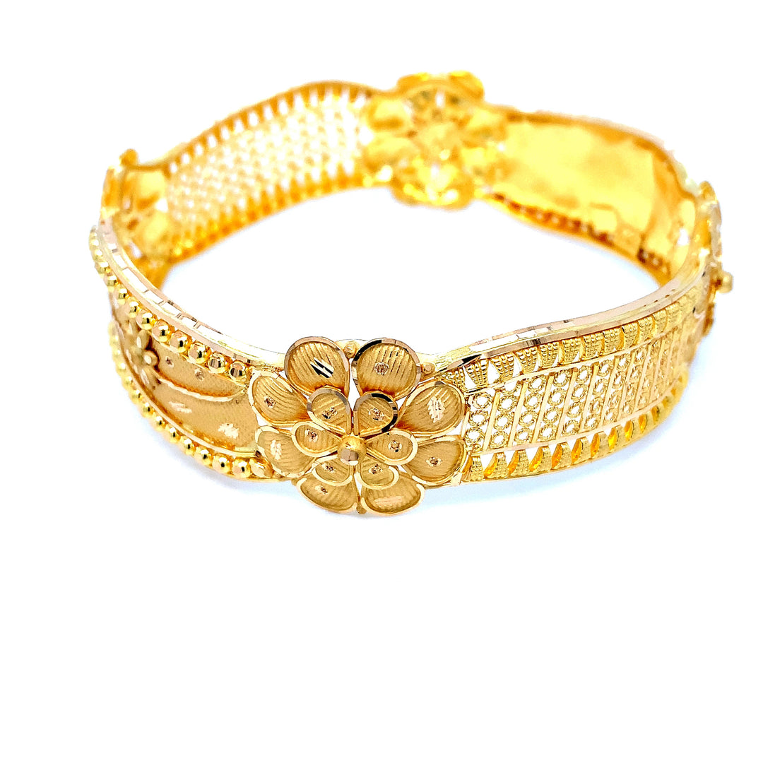 22K YG Women Flower Bangle-1pc