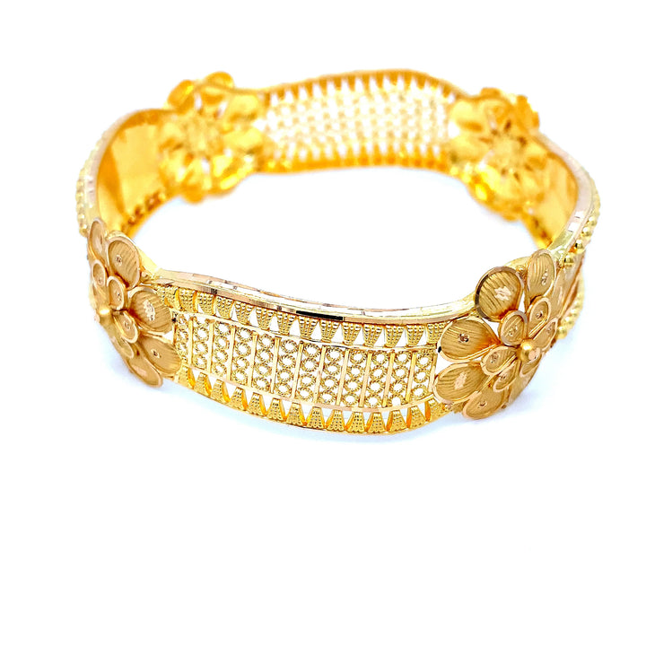 22K YG Women Flower Bangle-1pc