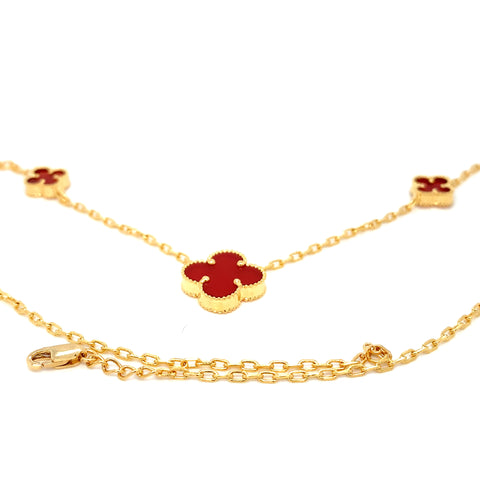 22K YG Red Flower Necklace-1pc