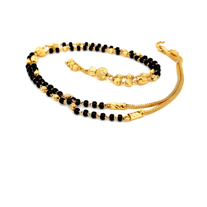 22K YG Fancy Black Beads Mangalsutra-1pc