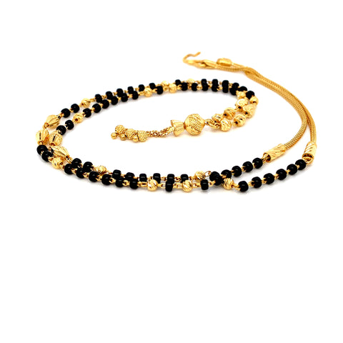 22K YG Fancy Black Beads Mangalsutra-1pc