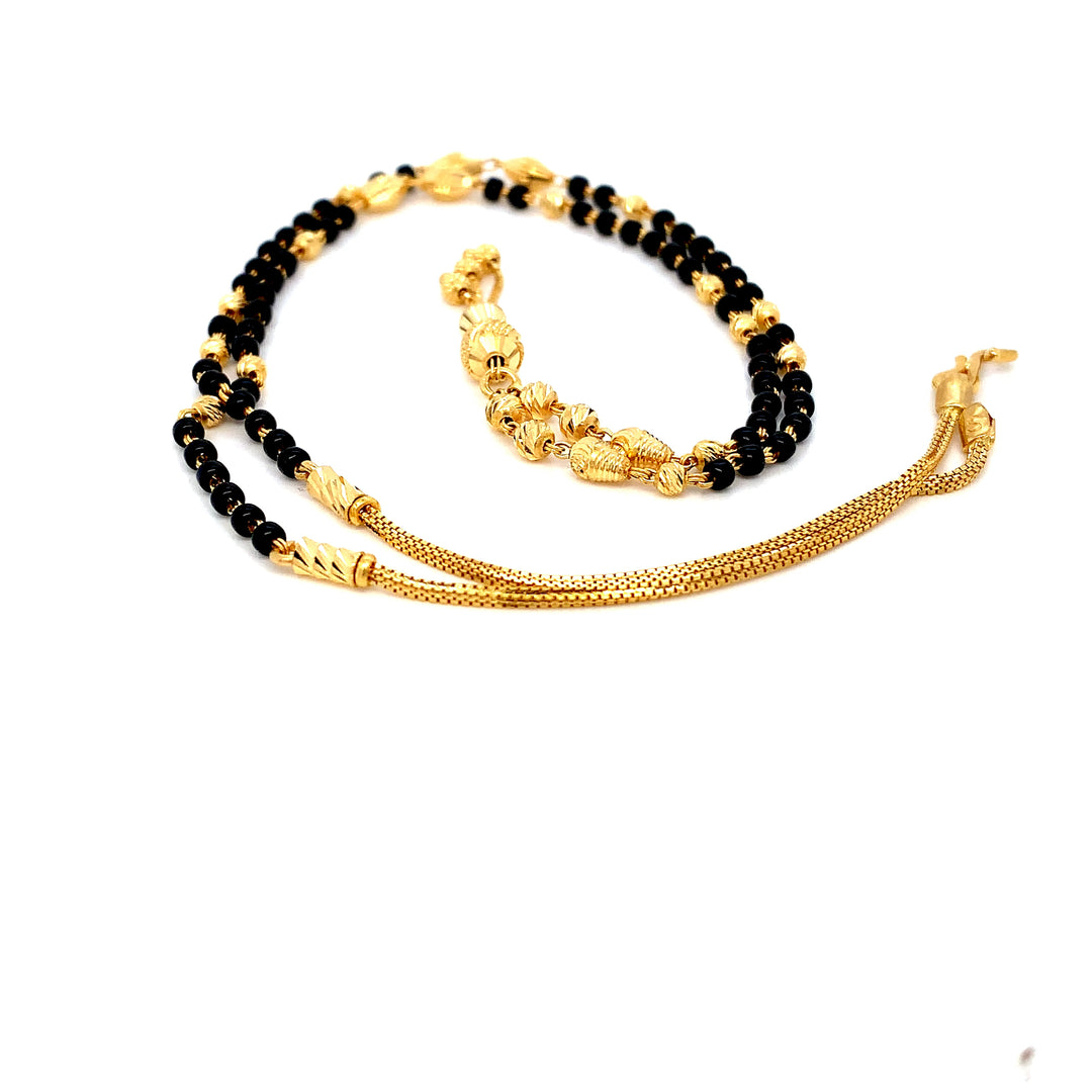 22K YG Fancy Black Beads Mangalsutra-1pc