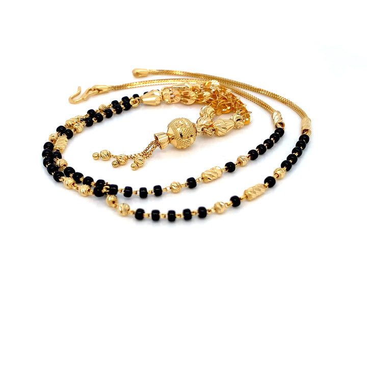 22K YG Fancy Black Beads Mangalsutra-1pc
