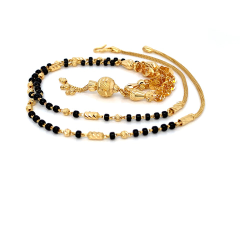 22K YG Fancy Black Beads Mangalsutra-1pc