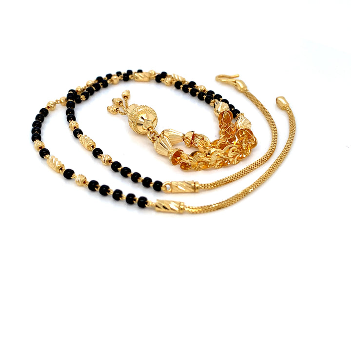 22K YG Fancy Black Beads Mangalsutra-1pc