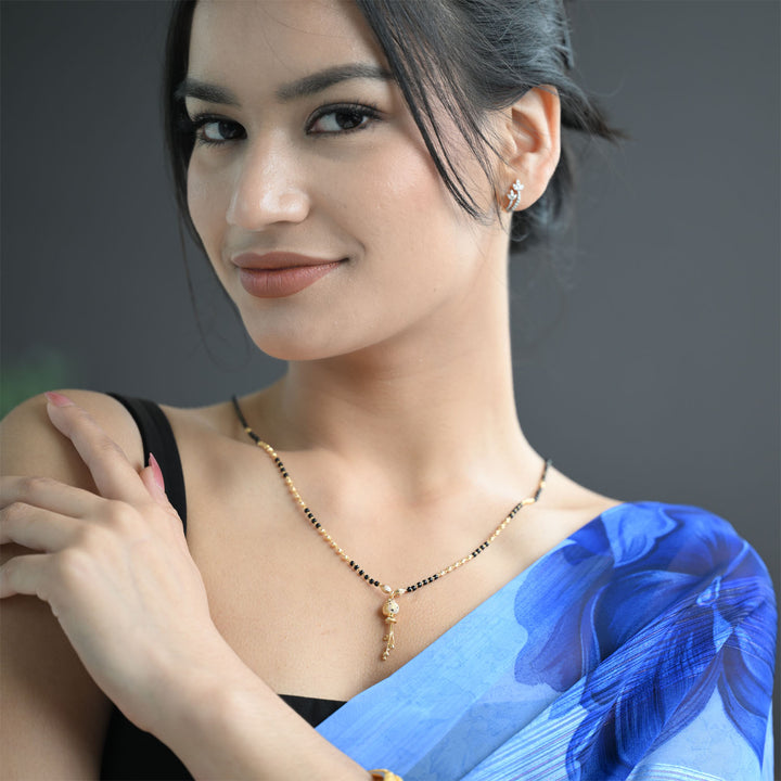 22K YG Fancy Black Beads Mangalsutra-1pc