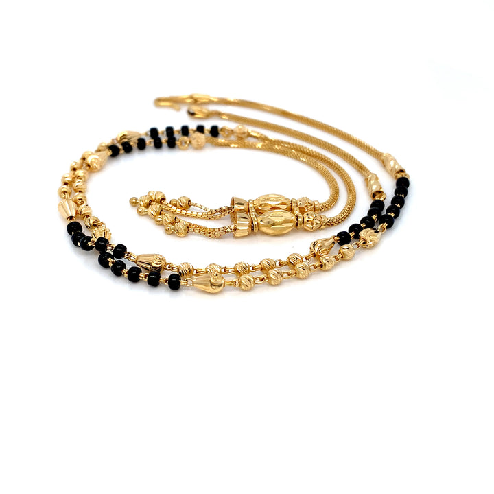 22K YG Fancy Black Beads Mangalsutra-1pc