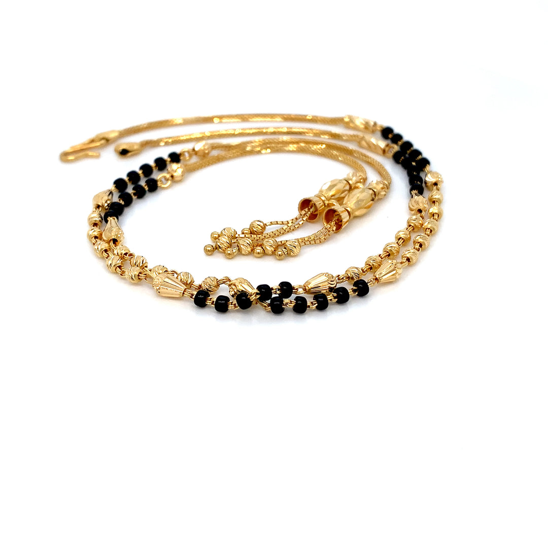22K YG Fancy Black Beads Mangalsutra-1pc