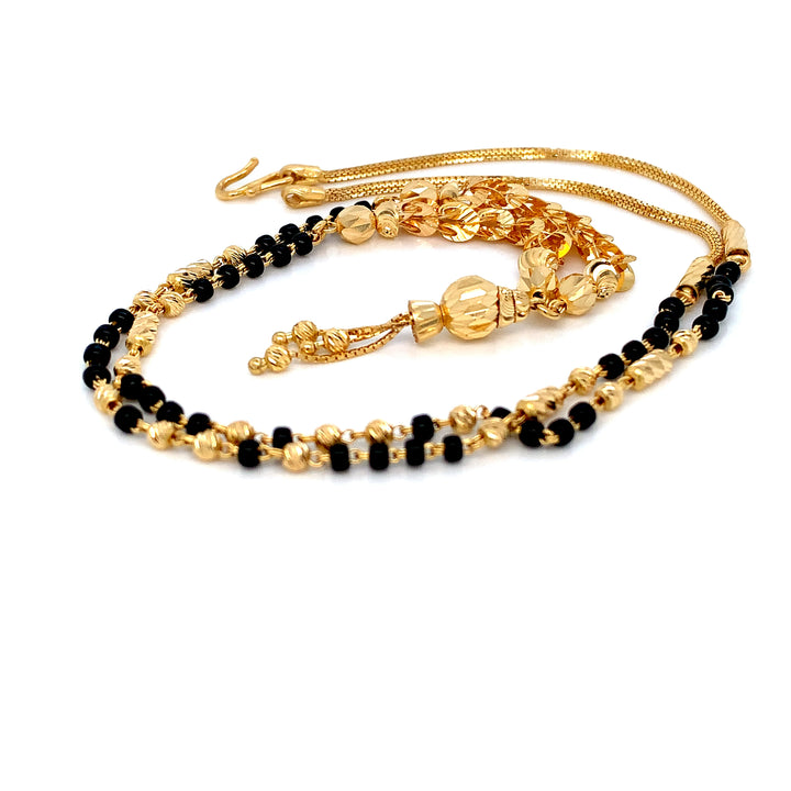 22K YG Fancy Black Beads Mangalsutra-1pc