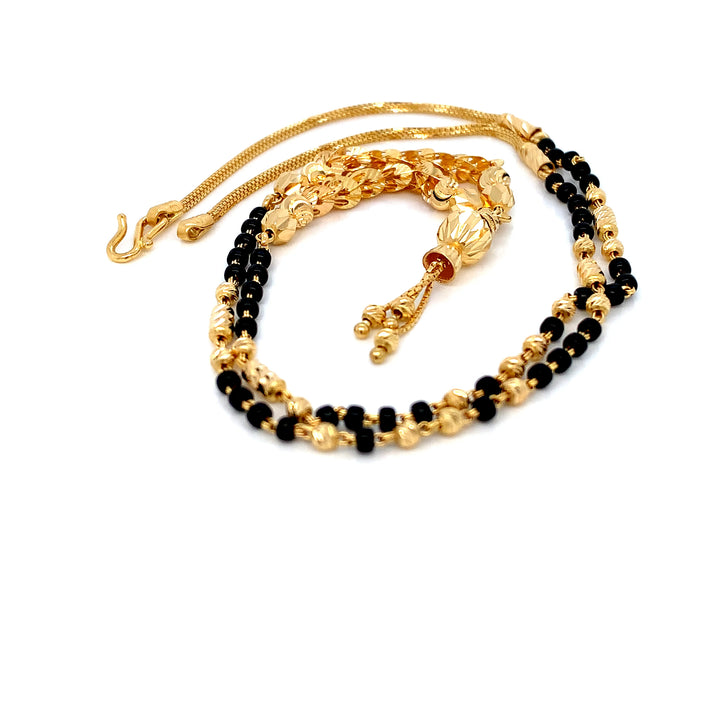 22K YG Fancy Black Beads Mangalsutra-1pc