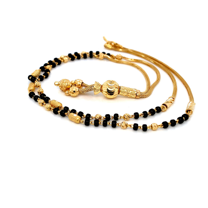 22K YG Fancy Black Beads Mangalsutra-1pc