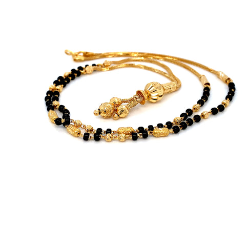 22K YG Fancy Black Beads Mangalsutra-1pc