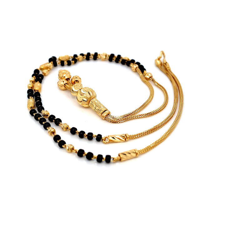 22K YG Fancy Black Beads Mangalsutra-1pc