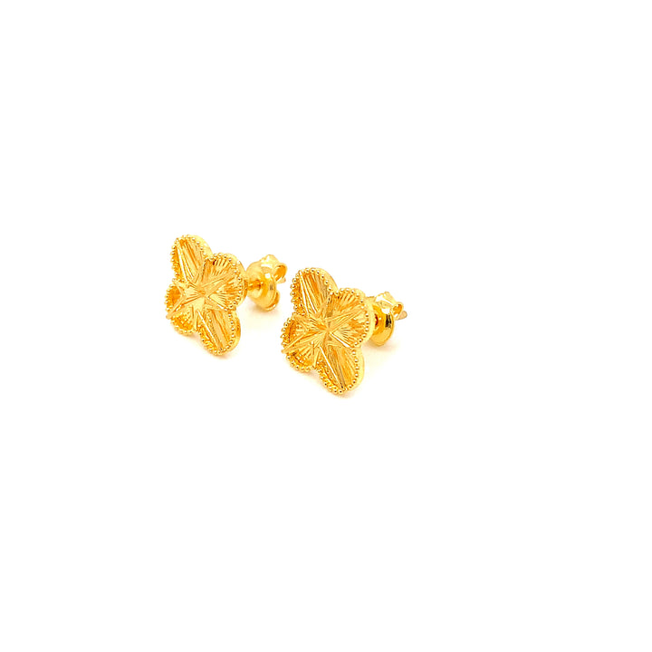 22K YG Flower Earring-1pair