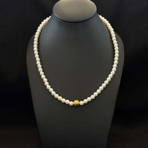 22K YG Simulated Pearl Necklace-1pc