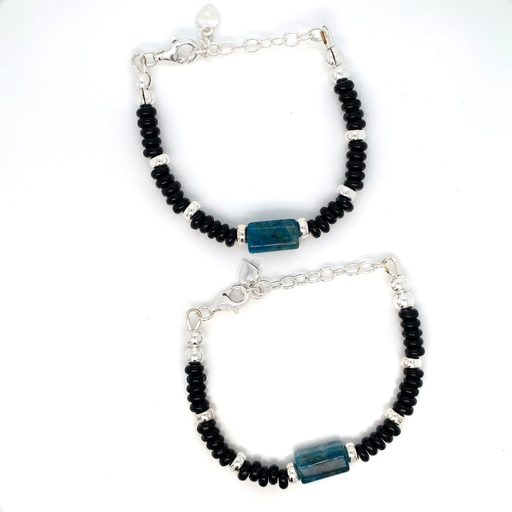 Sterling Silver Apatite Faceted tube Bracelet-1pair