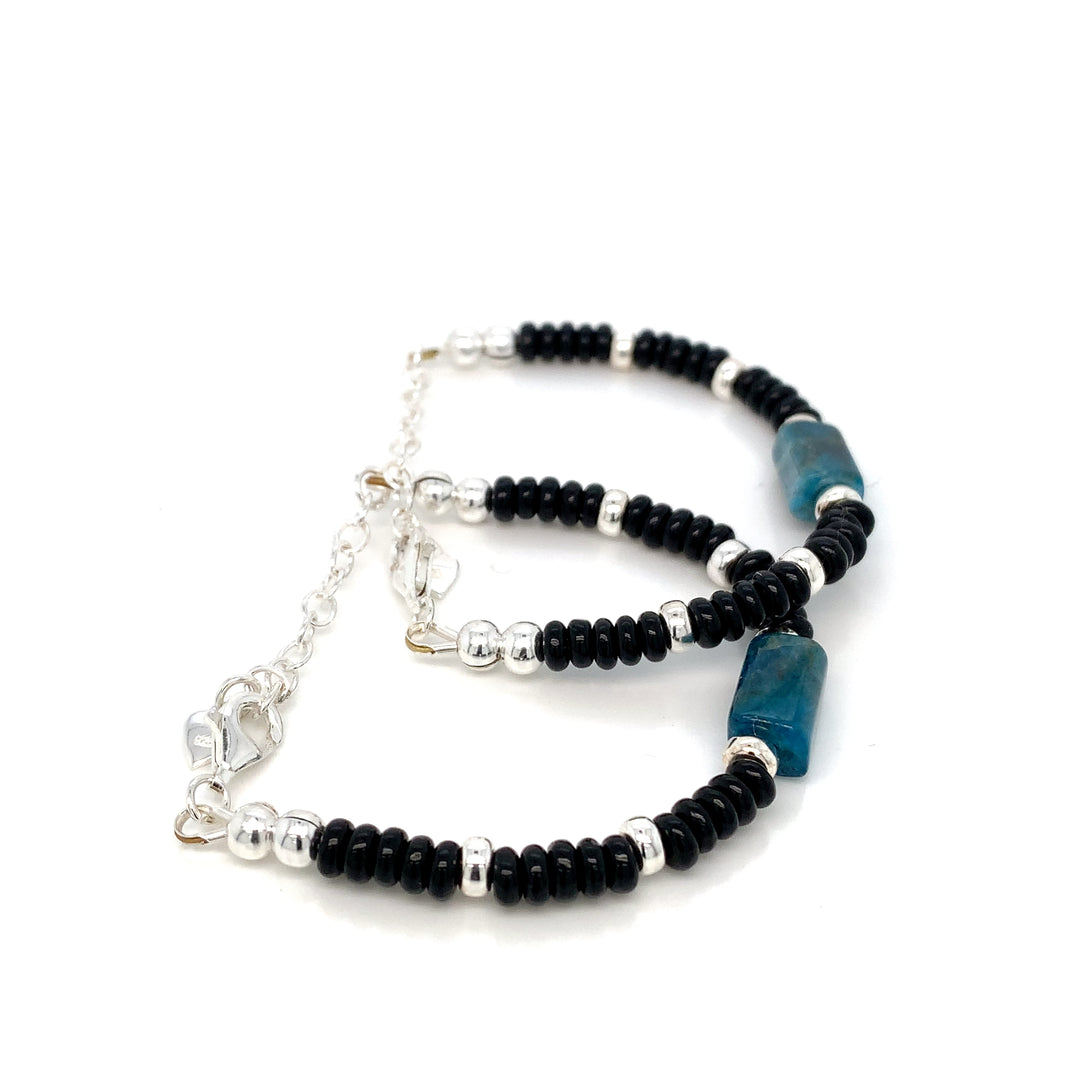 Sterling Silver Apatite Faceted tube Bracelet-1pair