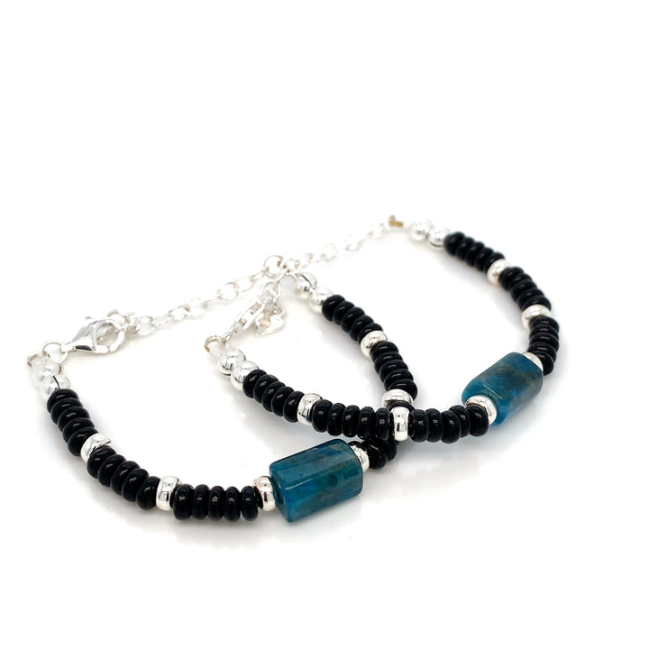 Sterling Silver Apatite Faceted tube Bracelet-1pair