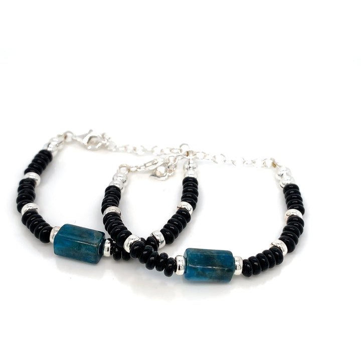 Sterling Silver Apatite Faceted tube Bracelet-1pair