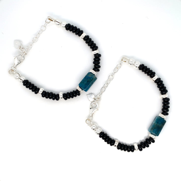 Sterling Silver Apatite Faceted tube Bracelet-1pair