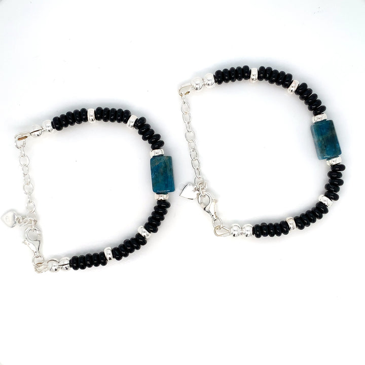 Sterling Silver Apatite Faceted tube Bracelet-1pair