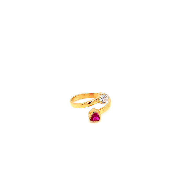22K YG Red Stone Ring-1pc