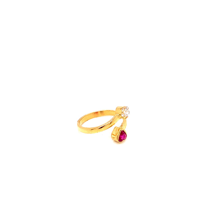 22K YG Red Stone Ring-1pc