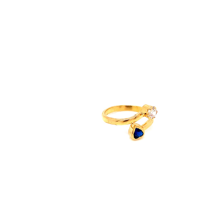 22K YG Blue Stone Ring-1pc