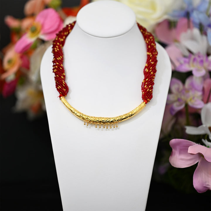 24K YG Red Pote Hasuli-1pc