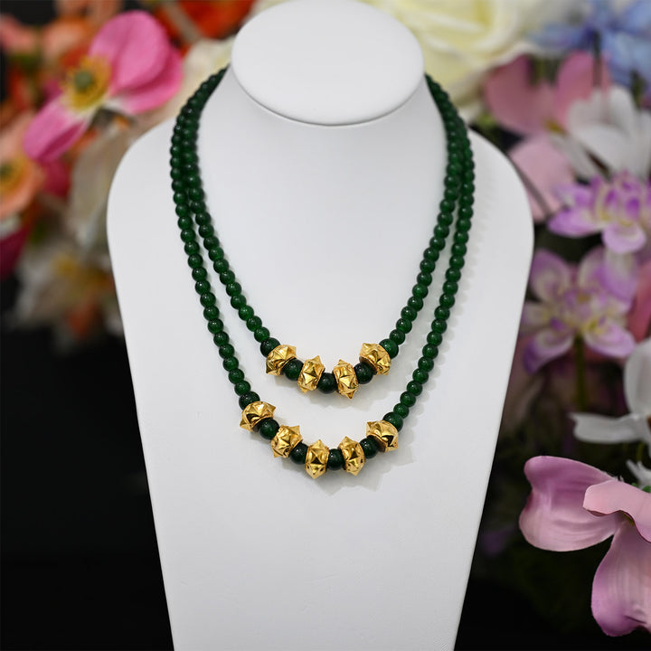 24K YG Green Stone Naugedi-1pc